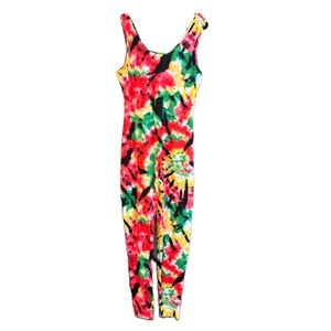 Akira, Red, Pink, Green, Yellow Tie Dye Jumpsuit, Size L